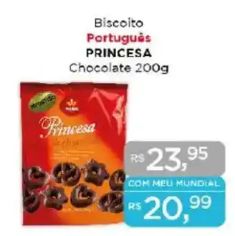 Supermercados Mundial Biscoito Português PRINCESA Chocolate oferta