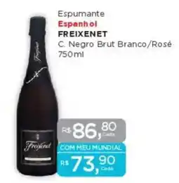 Supermercados Mundial Espumante Espanhol FREIXENET C. Negro Brut Branco/Rosé oferta