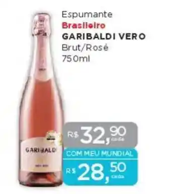 Supermercados Mundial Espumante Brasilleiro GARIBALDI VERO Brut/Rosé oferta