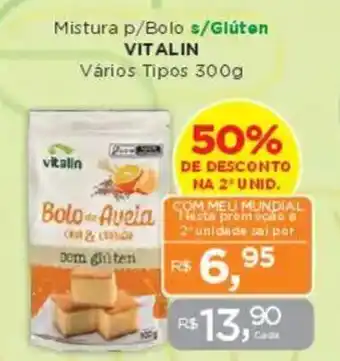 Supermercados Mundial Mistura p/Bolo s/Glúten VITALIN Vários Tipos oferta