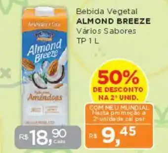 Supermercados Mundial Bebida Vegetal ALMOND BREEZE Vários Sabores TP oferta