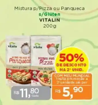 Supermercados Mundial Mistura p/Pizza ou Panqueca s/Glúten VITALIN oferta