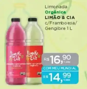 Supermercados Mundial Limonada Orgânica LIMÃO & CIA c/Framboesa/ Gengibre oferta