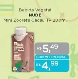 Supermercados Mundial Bebida Vegetal NUDE Mini Zooreta Cacau TP oferta