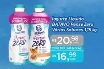 Supermercados Mundial Iogurte Liquido BATAVO Pense Zero Vários Sabores oferta