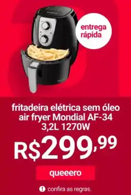 Lojas Americanas fritadeira elétrica sem óleo air fryer Mondial AF-34  1270W oferta