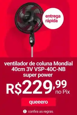 Lojas Americanas ventilador de coluna Mondial 40cm 3V VSP-40C-NB oferta