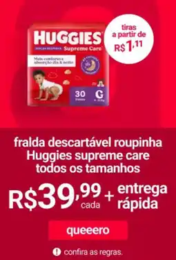 Lojas Americanas fralda descartável roupinha Huggies supreme care todos os tamanhos oferta