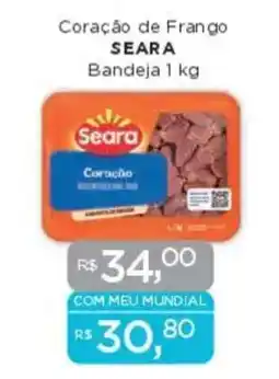 Supermercados Mundial Coração de Frango SEARA Bandeja oferta