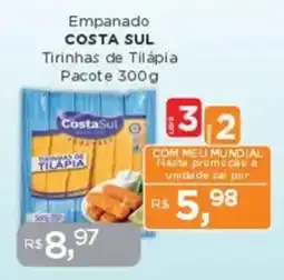 Supermercados Mundial Empanado COSTA SUL Tirinhas de Tilápia Pacote oferta