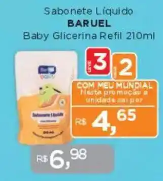 Supermercados Mundial Sabonete Liquido BARUEL Baby Glicerina Refil oferta