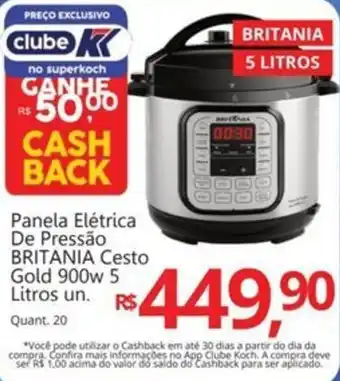 Supermercados Koch Panela Elétrica De Pressão BRITANIA Cesto Gold 900w oferta