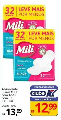 Supermercados Koch Absorvente Suave MILI com Abas com 32 oferta