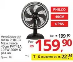 Supermercados Koch Ventilador de mesa PHILCO Maxx Force 40cm PVT41A 105W 200V 6 pás un. oferta