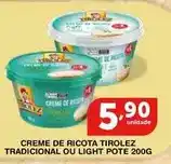 Roldão Tirolez - creme de ricota tradicional ou light pote oferta