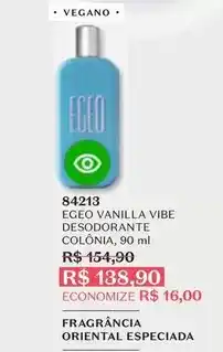 O Boticário Egeo - vanilla vibe desodorante colônia oferta