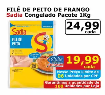 Mialich Supermercados Filé de peito de frango sadia congelado pacote oferta