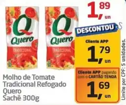 Tenda Atacado Molho de Tomate Tradicional Refogado Quero Sachê oferta