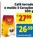 Mercado Extra 3 corações - café torrado e moído oferta