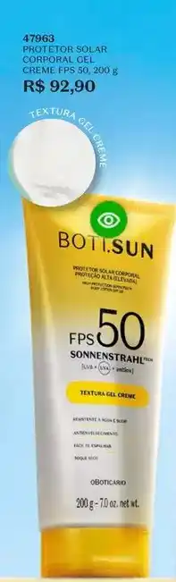 O Boticário Solar - protetor corporal gel oferta