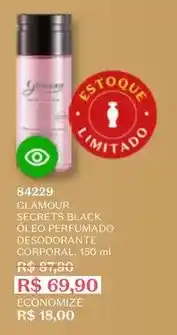 O Boticário Glamour - secrets black oleo perfumado desodorante corporal oferta