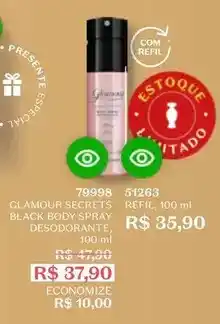 O Boticário Glamour - secrets black body spray desodorante oferta