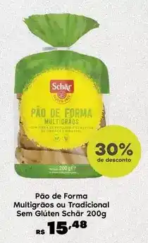 Sam's Club Schär - pão de forma multigraos ou tradicional sem gluten 200g oferta