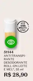 O Boticário 55 - antitranspi-rante desodorante roll-on leite e mel oferta