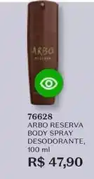 O Boticário Arbo - reserva body spray desodorante oferta