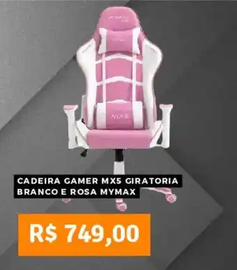 Pontofrio Cadeira gamer mx5 giratoria branco e rosa mymax oferta