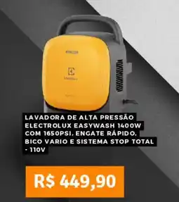 Pontofrio Lavadora de alta pressão electrolux easywash 1400w com 1650psi, engate rápido, bico vario e sistema stop total oferta