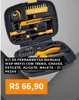 Pontofrio Kit de ferramentas manuais wap mkf21 com trena, chaves, estilete, alicate, maleta oferta