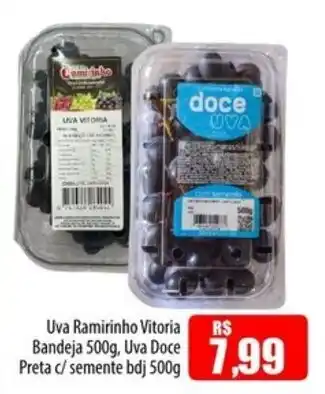 Proença Supermercados Uva Ramirinho Vitoria Bandeja, Uva Doce Preta c/ semente bdj oferta