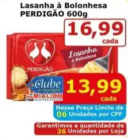 Mialich Supermercados Lasanha à Bolonhesa PERDIGÃO oferta