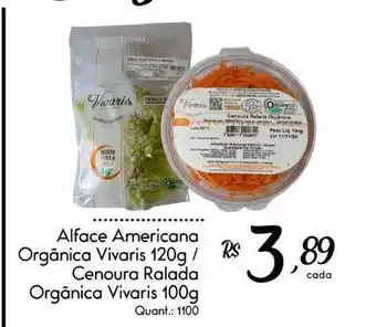Giassi Supermercados Alface Americana Orgânica Vivaris Cenoura Ralada Orgânica Vivaris oferta