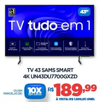 DB Supermercados Tv 43 sams smart 4K UN43DU7700GXZD oferta