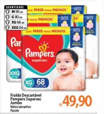 Atacadão Fralda Descartável Pampers Supersec Jumbo oferta