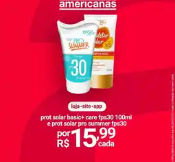 Lojas Americanas Solar - protetor basic+care fps30 oferta