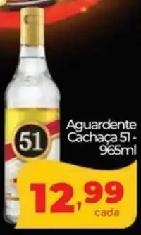 Lopes Supermercados Aguardente Cachaça 51 oferta