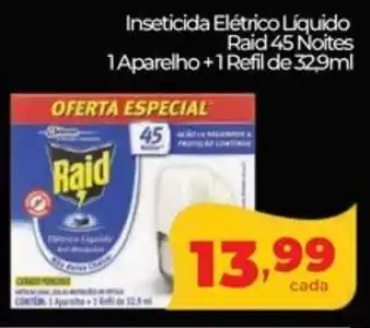 Lopes Supermercados Inseticida Elétrico Líquido Raid 45 Noites 1 Aparelho +1 Refil oferta