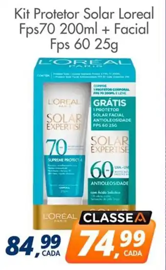 Delta Supermercados Kit Protetor Solar Loreal Fps70 + Facial Fps 60 oferta