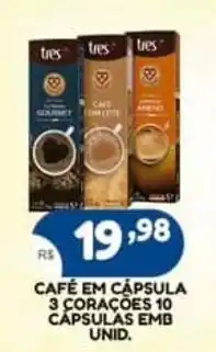 Bramil Supermercados Café em cápsula 3 corações 10 capsulas emb unid. oferta