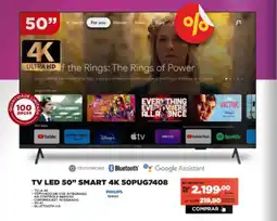 Móveis Simonetti Tv led 50" smart 4k 50pug7408 oferta