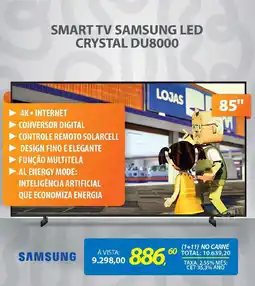 Lojas Cem SMART TV SAMSUNG LED CRYSTAL DU8000 oferta