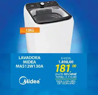 Lojas Cem LAVADORA MIDEA MA512W130A oferta