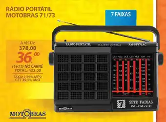 Lojas Cem Rádio portátil motobras 71/73 oferta