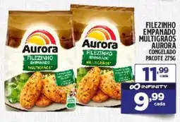 Preço & Cia Filezinho empanado multigraos aurora congelado pacote oferta