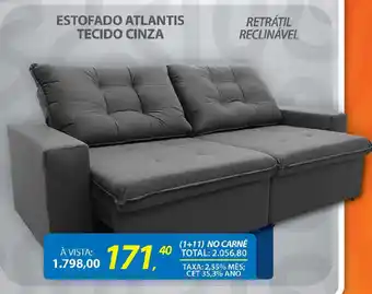 Lojas Cem Estofado atlantis tecido cinza oferta