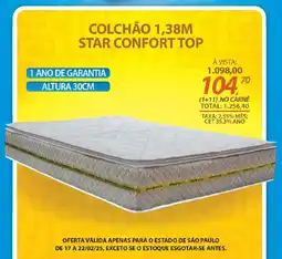 Lojas Cem Colchão 1,38m star confort top oferta