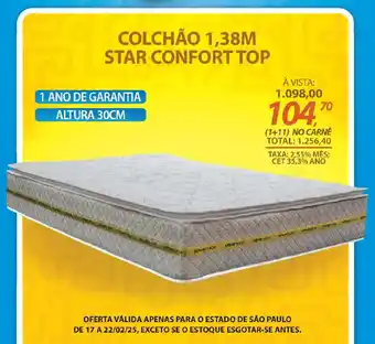 Lojas Cem Colchão 1,38m star confort top oferta